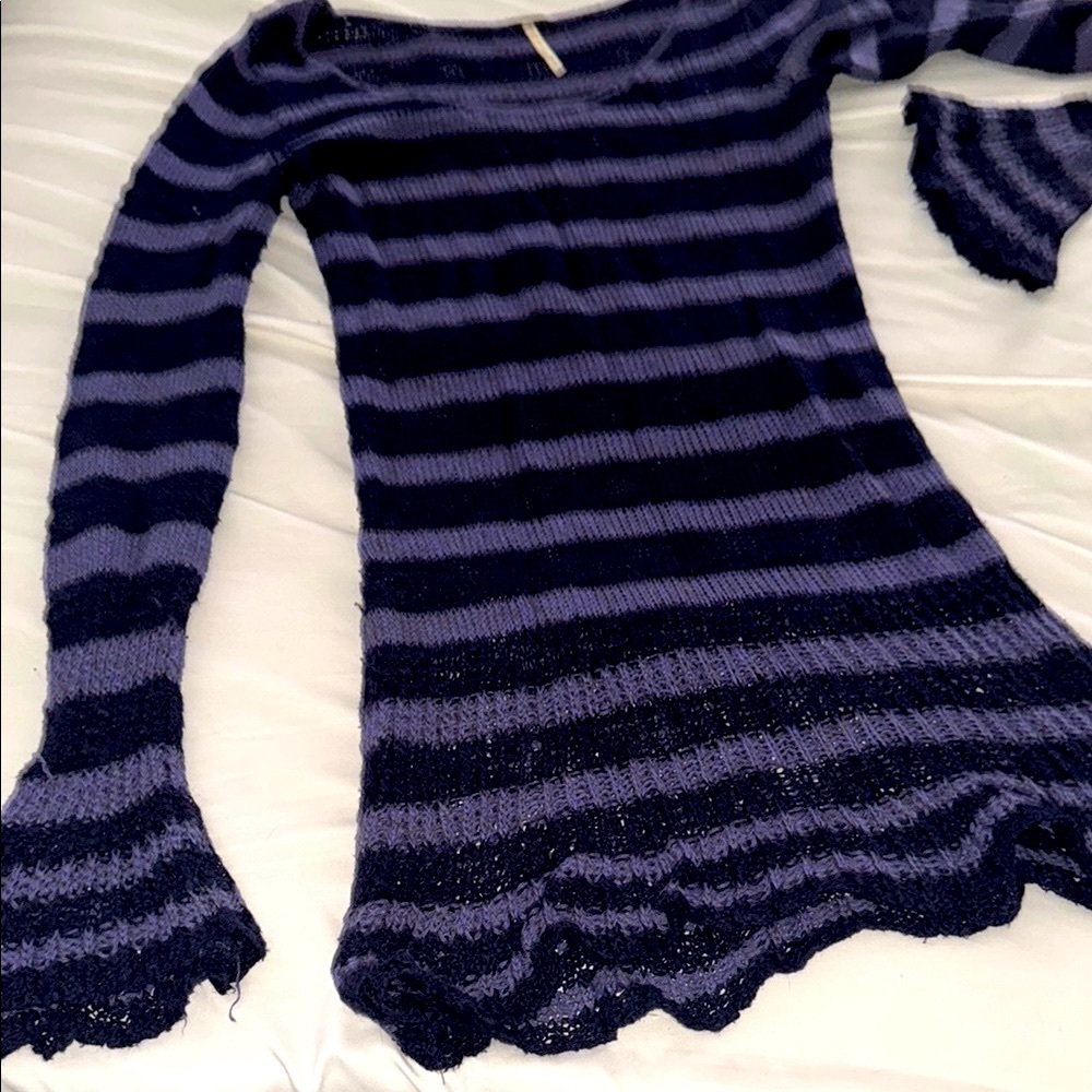 Free People Striped Knit Top in Purple and Lavender - Picture 6 of 8
